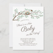 ロビンバード春ベビーシャワーコーデ男女兼用ッド 招待状 (正面)