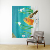 ロビンバード&スノードロップイラストレーション タペストリー (インサイチュ)