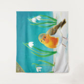 ロビンバード&スノードロップイラストレーション タペストリー (正面)