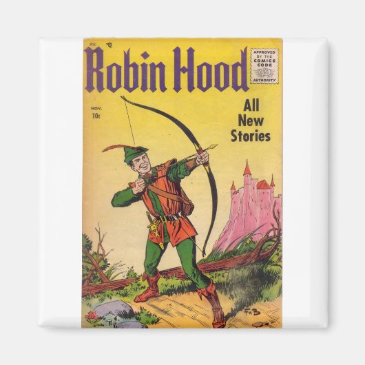 ロビンフッド – スーパーヒーロー – すごい漫画- Robin Hood マグネット (正面)