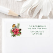 ロビンポインセチア松クリスマス ラベル (インサイチュ)