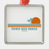 ロビンレイクビーチジョージアサンパームツリーズ メタルオーナメント (正面)