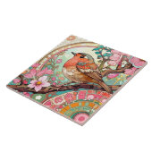 ロビンレッドバストバードピンクフローラ春の花 タイル (側面)