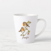 ロビンレッドブレストバーズパーソナライズされたラテマグ カフェラテマグ (右)