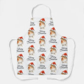 ロビンレッドブレストフェスティバルワイルドライフメリークリスマス エプロン (正面)