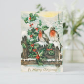 ロビン付きヴィンテージクリスマスポストカード 招待状 (スタンド正面)