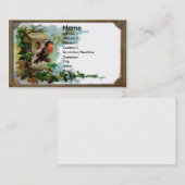 ロビン及び巣箱のビクトリアンなスクラップブックカード 名刺 (正面/裏面)
