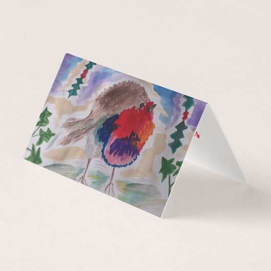 ロビン抽象芸術アートクリスマスカード (正面)