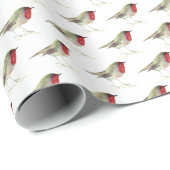 ロビン鳥の森のクリスマス かわいい水彩画 ラッピングペーパー (ロールコーナー)