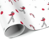 ロビン鳥、キャンディポップ、雪のクリスマスパターン ラッピングペーパー (ロールコーナー)