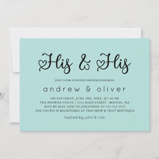 ロビン・エグミニマル・ブルー彼と彼のカップルのシャワー 招待状 (正面)