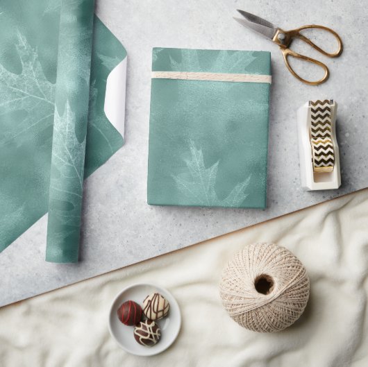 ロビン・エッグ・グリーン・リーフ ラッピングペーパー (クラフト)