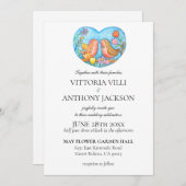 ロビン カップル かわいい 鳥 簡単 DIY ガーデン ウェディング 招待状 (正面/裏面)