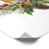 ロビン、パイン、キャンディカン、ポインセチア・クリスマス ポスター (角)