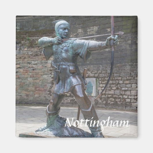 ロビン・フッド像Notingham Castle写真 マグネット (正面)