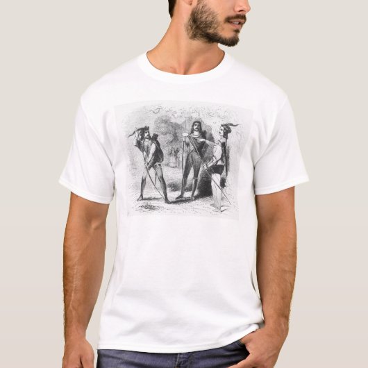 ロビン・フッド、深紅およびジョン Tシャツ (正面)