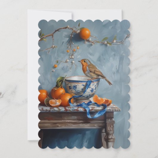 ロビン – フラット招待状サイズ： 12.7 cm x 17.8 cm セーブザデート (正面)