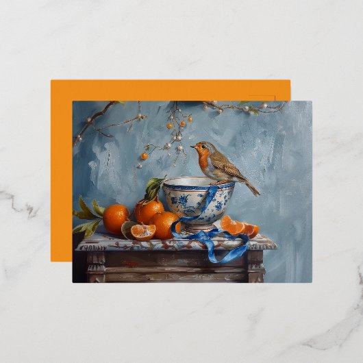 ロビン – ホイルポストカード 箔シーズンポストカード (正面/裏面)