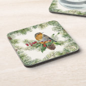 ロビン・ホリー・パイン・クリスマス コースター (左側)