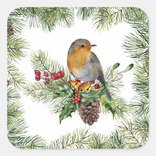 ロビン・ホリー・パイン・クリスマス スクエアシール (正面)