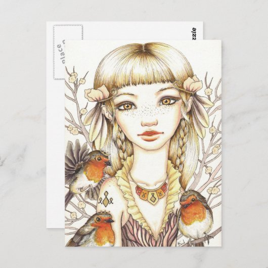 ロビン ポストカード (正面/裏面)