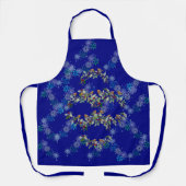 ロビン、リース、雪片が青 エプロン (正面)
