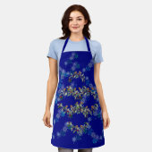 ロビン、リース、雪片が青 エプロン (着用した状態)