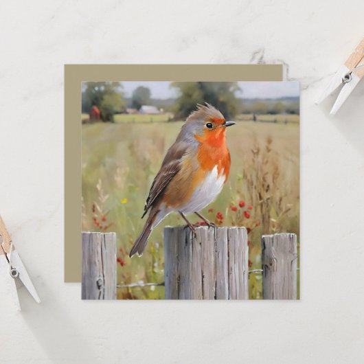 ロビン・レッドブレスターのグリーティングカード カード (正面/裏面インサイチュ)