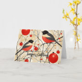 ロビン・レッドブレストのクリスマス・ポストカード カード (黄色い花)