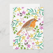 ロビン・レッド・ブレスト、クリスマスの鳥 招待状 (正面/裏面)