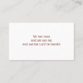 ロビー・バーンズの名刺 プレイスカード (裏面)