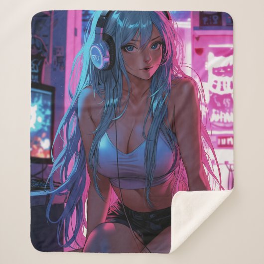 ロフィゲーマーガール | チルアニメエステティック シェルパブランケット (正面)