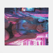 ロフィゲーマーガール | チルアニメエステティック フリースブランケット (正面(横))