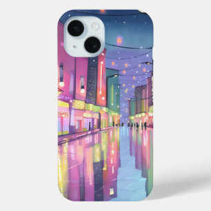 ロフィシティナイトライト 水カラフル色 iPhone 15ケース
