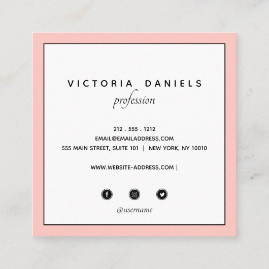 ロフェミニンゴ |ピンク |ソーシャルメディアのアイコン スクエア名刺 (裏面)