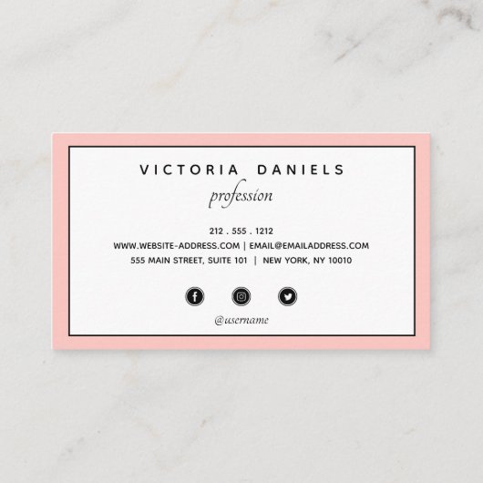ロフェミニンゴ |ピンク |プロフェッショナルソーシャルメディア 名刺 (裏面)