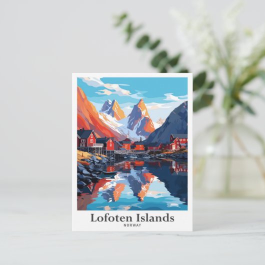 ロフォテンアイランズノルウェーヴィンテージトラベルイラストレーション ポストカード (スタンド正面)