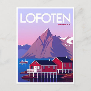 ロフォテンノルウェーヴィンテージ旅行冬ヨーロッパ ポストカード