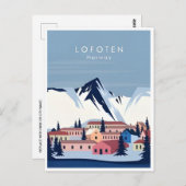 ロフォテンノルウェーヴィンテージ旅行冬ヨーロッパ ポストカード (正面/裏面)