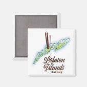 ロフォテン諸島、ノルウェーのスキーのポスター。 マグネット (正面/裏面)