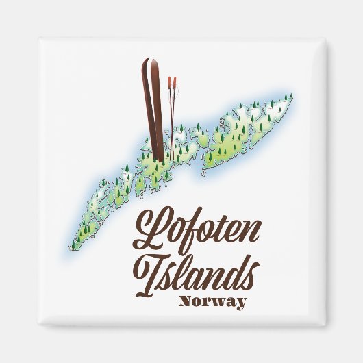 ロフォテン諸島、ノルウェーのスキーのポスター。 マグネット (正面)