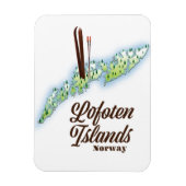 ロフォテン諸島、ノルウェーのスキーのポスター。 マグネット (縦)