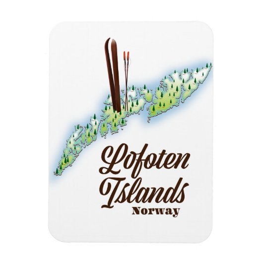 ロフォテン諸島、ノルウェーのスキーのポスター。 マグネット (縦)