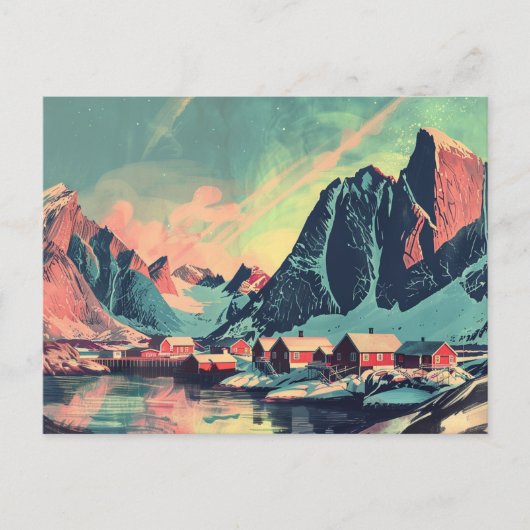 ロフォテン諸島，ノルウェーレトロ旅行 ポストカード (正面)