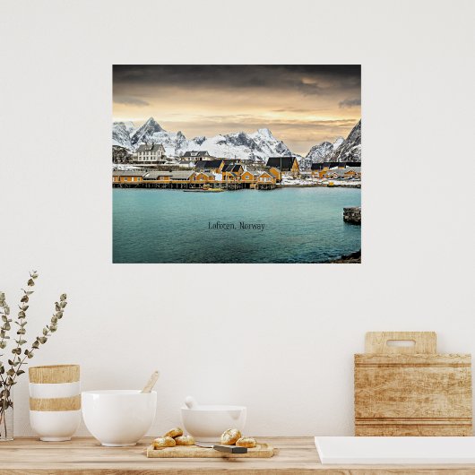 ロフォテン、ノルウェーの風光明媚な写真 ポスター (キッチン)
