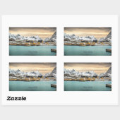 ロフォテン、ノルウェーの風光明媚な写真 長方形シール (シート)