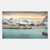 ロフォテン、ノルウェーの風光明媚な写真 長方形シール (正面)