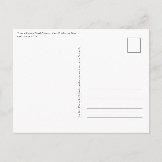 ロフォテン・ノルウェー沿岸 ポストカード (裏面)