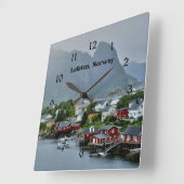 ロフォテン、ノルウェー風景写真 スクエア壁時計 (傾斜)