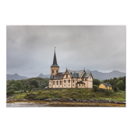 ロフォーテンヴォーガン教会の旅行写真 フォトプリント            (正面)